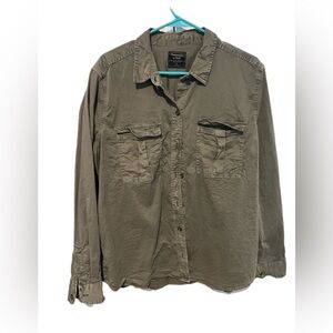 Abercrombie & Fitch Olive Green Button-Down Utility Shirt